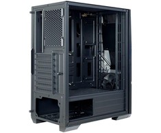 Inter tech Chassis IT-3303 Hornet žaidimų bokštas, ATX, 1xUSB3.0, 2xUSB2.0, maitinimo šaltinis pasirinktinai, lango šoninis skydelis, LED juostelės priekyje, 120 mm ARGB ventiliatorius, Juodas