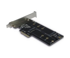 INTER-TECH PCIe adapteris, skirtas M.2 (1x M.2 S-ATA į S-ATA 7pin (maitina PCIe) + 1x M.2 PCIe x4 v3.0)