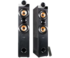 Kompiuterio kolonėlės Fenda F&amp;D T-70X 2.0 ant grindų pastatomi garsiakalbiai, 160 W RMS (80 W x 2), 1 colio aukštų dažnių garsiakalbis + 5,25 colio garsiakalbis + 8 colių žemųjų dažnių garsiakalbis kiekvienam kanalui, BT 5.0 / HDMI (ARC) / optinis / bendraašis / AUX / USB / FM /Karaoke funkcija/ LED Ekranas/Nuotolinis pultelis/Pridedamas mikrofonas/Medinis/Juodas