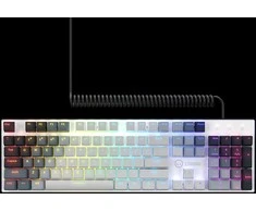 LORGAR Azar 514, Laidinė mechaninė žaidimų klaviatūra, RGB apšvietimas, 1680000 spalvų variacijų, 18 režimų, mygtukų skaičius: 104, 50M paspaudimų, linijiniai sapnų jungikliai, spyruoklinis kabelis iki 3,4m, ABS plastikas+metalas, magnetinis dangtelis, 450*136*39mm, išdėstymas baltas 1.17mm