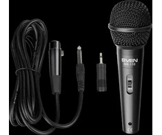Mikrofonas SVEN MK-110 (laidinis, dinaminis, metalinis, laidas 4,0 m, 6,3 / 3,5 mm lizdas, juodas)