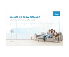 Midea Stovo ventiliatorius, 48W, 40cm, 8 greičiai, 8h laikmatis, LED ekranas, elektrinis valdymas nuotoliniu būdu, 3 viename: stovas/stalas/stalas+stovas, valdymo pultas ant galinio variklio dangčio, oro srautas: 41m³/min, triukšmo lygis: 38-65 dB, svyravimas 85°, pakreipimas, 41m³/min, miego režimas