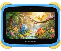 Planšetė Blackview Link 1 Kids Mini WiFi6 7-inch 1024x600 HD+ 60Hz RK3562 2.0Hz 3GB+32GB 3000mAh Cam 2MP 5MP Stylus glass protector Handle Stand design Android 16 Brave Mėlyna