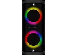 Ausinės Nešiojamas garsiakalbis SVEN PS-950, juodas, galia 2x80W (RMS), TWS, Bluetooth, IPx4, FM, USB, Micro SD, LED ekranas, ličio baterija