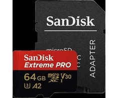 Atminties kortelė SanDisk microSDXC Extreme Pro 64GB 200/90 MB/s A2 C10 V30 UHS-I U3