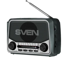 Garsiakalbis SVEN SRP-150, pilkas (3W, Bluetooth, FM/AM/SW, USB, Micro SD, žibintuvėlis, baterija)