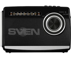 Speaker SVEN SRP-155, juodas (3W, Bluetooth, FM/AM/SW, USB, Micro SD, flashlight, battery)