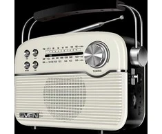 Speaker SVEN SRP-500, baltas (3W, Bluetooth, FM/AM/SW, USB, Micro SD, AUX, battery)