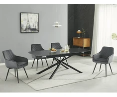 Signal Meble Valgomojo komplektas - Stalas VECTOR CERAMIC+ Kėdės SERVIO VELVET