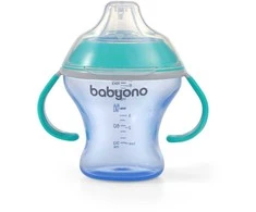 Baby Ono BabyOno neišsiliejantis puodelis minkštu snapeliu NATURAL NURSING, mėlynas, 180 ml, 1456/01
