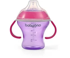 Baby Ono BabyOno neišsiliejantis puodelis minkštu snapeliu NATURAL NURSING, rožinis, 180 ml, 1456/02