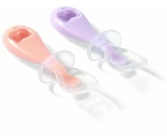Baby Ono Babyono silikoniniai šaukšteliai 2vnt oranžinis violetinis 784/01