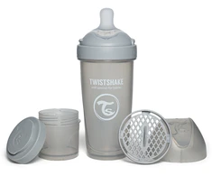 Twistshake buteliukas antikolikinis Pro Double 330ml pilkas 79042