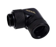 „Alphacool“ kampinis adapteris, 90 laipsnių pasukamas, G1/4 lizdas į G1/4 kištuką, juodas