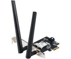 Asus PCE-AX1800 Bevielio ryšio adapteris, Dviejų juostų PCI-E WiFi 6 (802.11ax). Palaiko Bluetooth 5.2, WPA3 tinklo apsaugą, OFDMA ir MU-MIMO