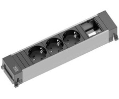 Bachmann Bachmann POWER FRAME 916.006, 3x apsauginio kontakto lizdas, 1x pasirinktinis modulis (juodas/pilkas, vidutinio dydžio)