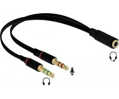 AV adapteris Delock Jack 3.5mm - Jack 3.5mm x2 juoda (65967)
