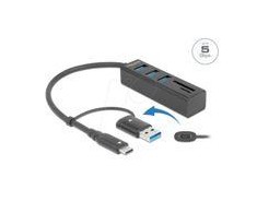 Delock 3 prievadų USB 3.2 Gen 1 Hub + SD ir Micro SD kortelių skaitytuvas