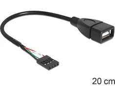 DELOCK A tipo USB 2.0 kabelio lizdas, skirtas kaiščių antraštei