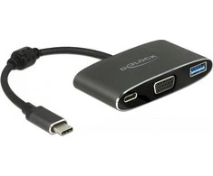 „Delock“ C tipo USB adapteris > VGA lizdas + A tipo USB + C tipo USB PD
