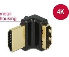 ADAPTER HDMI(M)->HDMI(F) 4K 60HZ KAMPINIS GÓRA JUODA METALOWA OBUDWA DELOCK