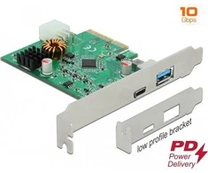Delock PCI Express x4 Card to 1 x external USB Type-C™ female with PD function + 1 x external USB Type-A female SuperSpeed USB 10 Gbps (USB 3.2 Gen 2)