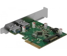 Delock PCI Express x4 kortelė su 2 x išorine USB 3.1 Gen 2 Type-A motele