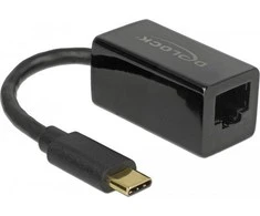 DELOCK Adapteris SuperSpeed USB USB 3.1 Gen 1 su USB Type-C male > Gigabit LAN 10/100/1000 Mbps kompaktiškas juodas
