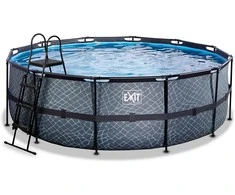 EXIT Stone pool ø427x122cm with sand filter pump - pilkas