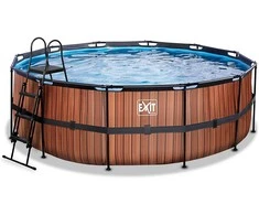 EXIT Wood pool ø427x122cm with sand filter pump - ruda