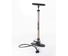 FISCHER professional bicycle stand pump, manometer, duo head, air pump (juodas/sidabrinis, incl. adapter)
