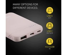 Intenso Powerbank XS5000 rosé 5000 mAh įsk. USB nuo A iki C tipo