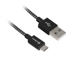 Sharkoon USB 2.0 Kabelis, USB-A Stecker > Micro-USB Stecker (juodas/grau, 0,5 Meter, gesleevt)