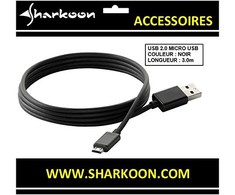Sharkoon USB 2.0 Kabelis, USB-A Stecker > Micro-USB Stecker (juodas, 3,0 Meter)