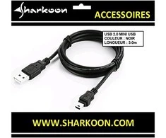 USB laidas Sharkoon USB-A - miniUSB 3 m juoda (4044951015580)