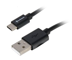 Sharkoon USB 2.0 Kabelis, USB-A Stecker > USB-C Stecker (juodas, 0,5 Meter)