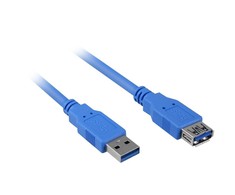 Sharkoon USB 3.2 Gen 1 Verlängerungskabel, USB-A Stecker > USB-A Buchse (blau, 3 Meter, doppelt geschirmt)