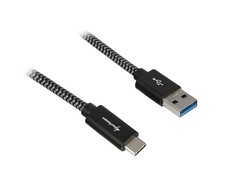 USB kabelis Sharkoon USB-A - USB-C 0,5 m Juodas (404495102703)