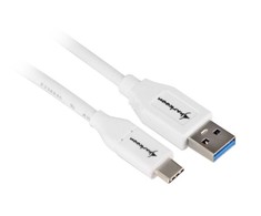 USB laidas Sharkoon USB-A - USB-C 1 m Balta (4044951021161)