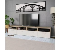 TV staliukas TV spintelės, 2vnt., ąžuolo/baltos, 95x35x36cm, mediena