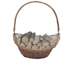 286987 Firewood Basket with Handle 57x46,5x52 cm Brown Willow