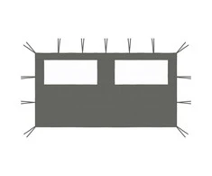 Šoninė pavėsinės siena su langais, antracito spalvos, 4x2m