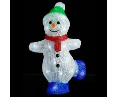 Akrilinė kalėdinė LED dekoracija sniego senis, 30cm