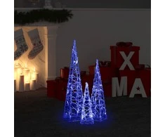 Akrilinė LED dekoracija kūgiai, mėlynos spalvos, 30/45/60cm