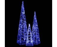 Akrilinė LED dekoracija kūgiai, mėlynos spalvos, 30/45/60cm