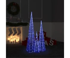 Akrilinė LED dekoracija kūgiai, mėlynos spalvos, 60/90/120cm