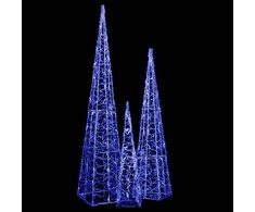 Akrilinė LED dekoracija kūgiai, mėlynos spalvos, 60/90/120cm