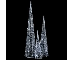 Akrilinė LED dekoracija kūgiai, šaltos baltos, 60/90/120cm