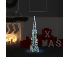 Akrilinė LED dekoracija kūgis, įvairiaspalvis, 90cm