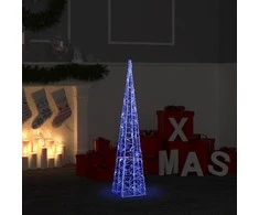 Akrilinė LED dekoracija kūgis, mėlynos spalvos, 90cm